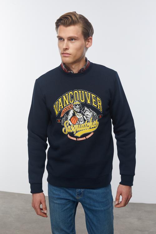  BASKILI BİSİKLET YAKA SWEATSHIRT