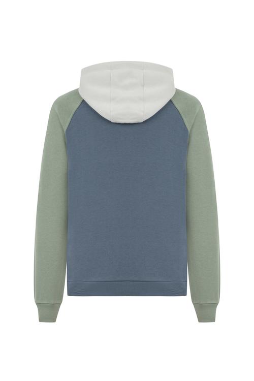  RENK BLOKLU KAPÜŞONLU SWEATSHIRT