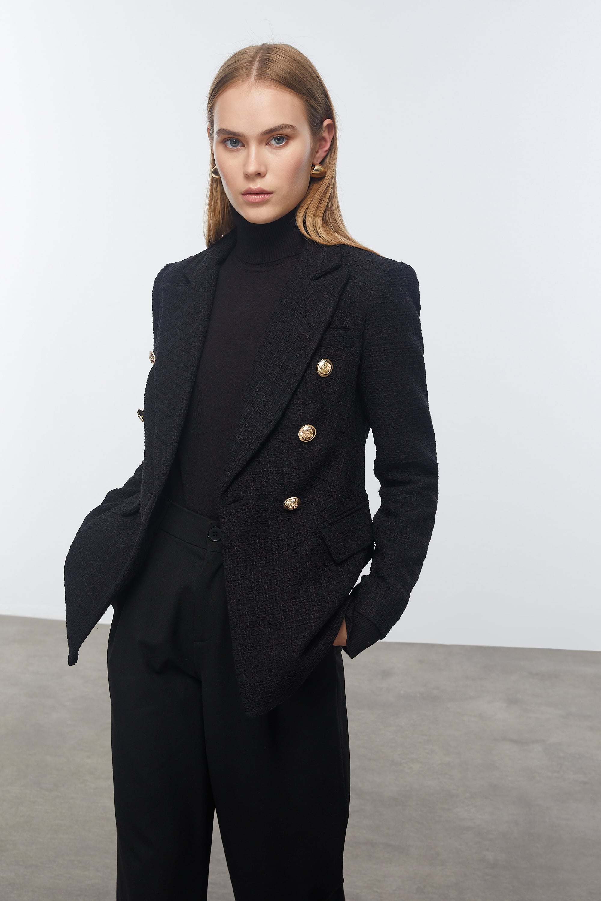 KRUVAZE KESİM TÜVİT BLAZER CEKET