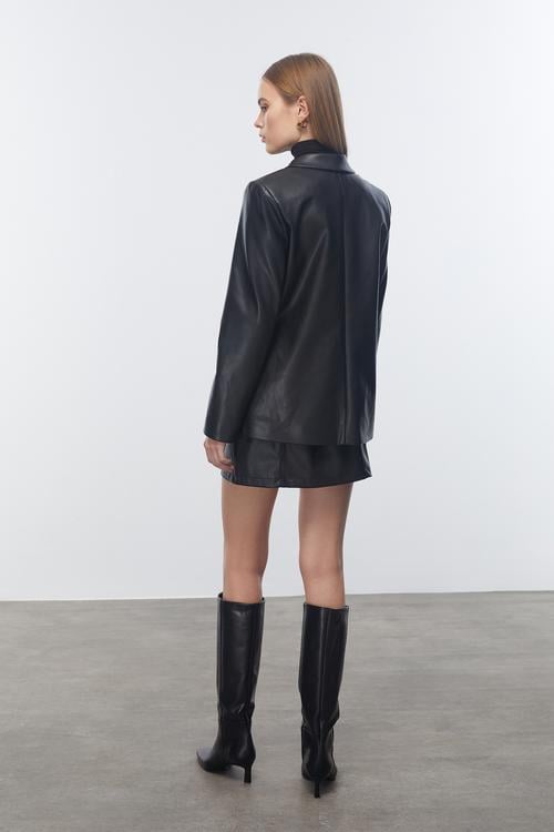  DERİ GÖRÜNÜMLÜ BLAZER CEKET