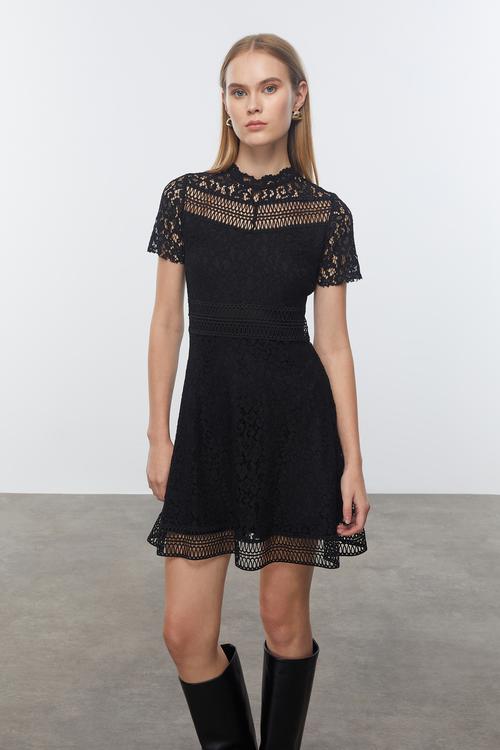  DANTELLİ A FORM MİNİ ELBİSE