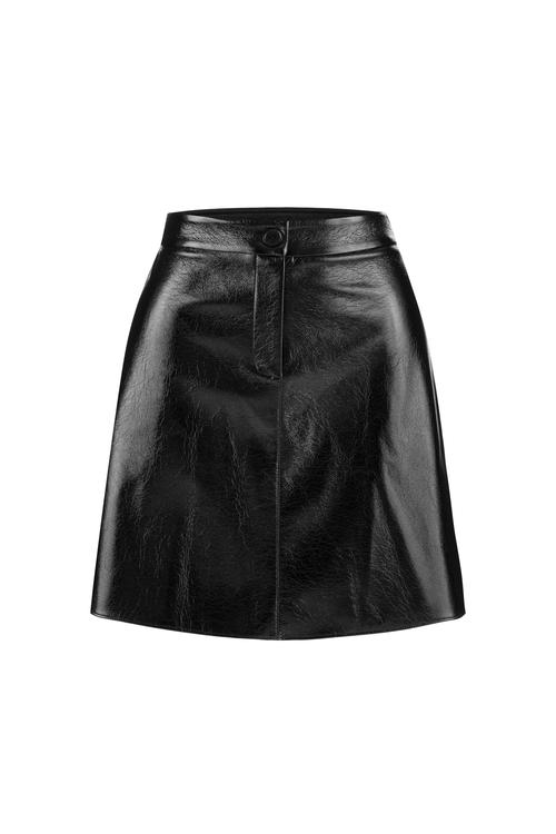  DERİ GÖRÜNÜMLÜ A FORM MİNİ ETEK