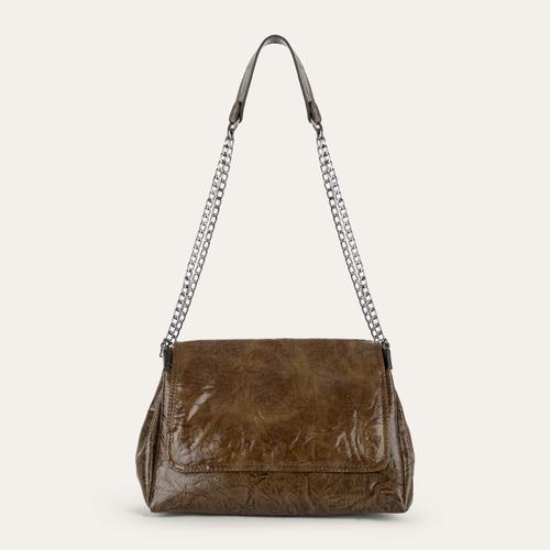  KIRIŞIK DERİ GÖRÜNÜMLÜ OMUZ ÇANTASI