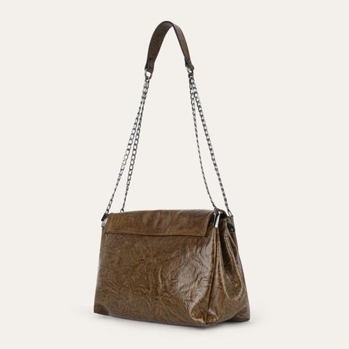  KIRIŞIK DERİ GÖRÜNÜMLÜ OMUZ ÇANTASI