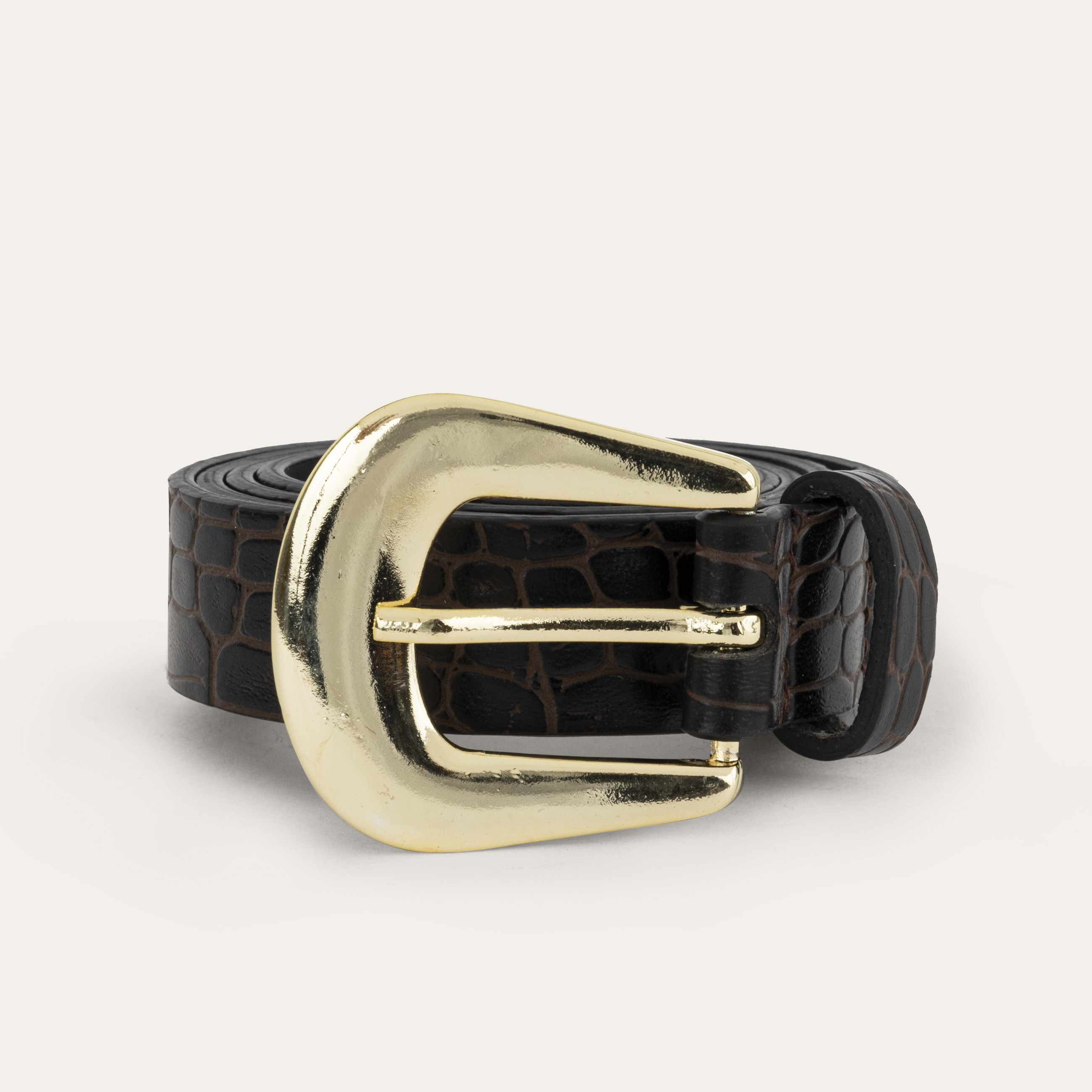 KROKODİL DESENLİ DERİ GÖRÜNÜMLÜ KEMER