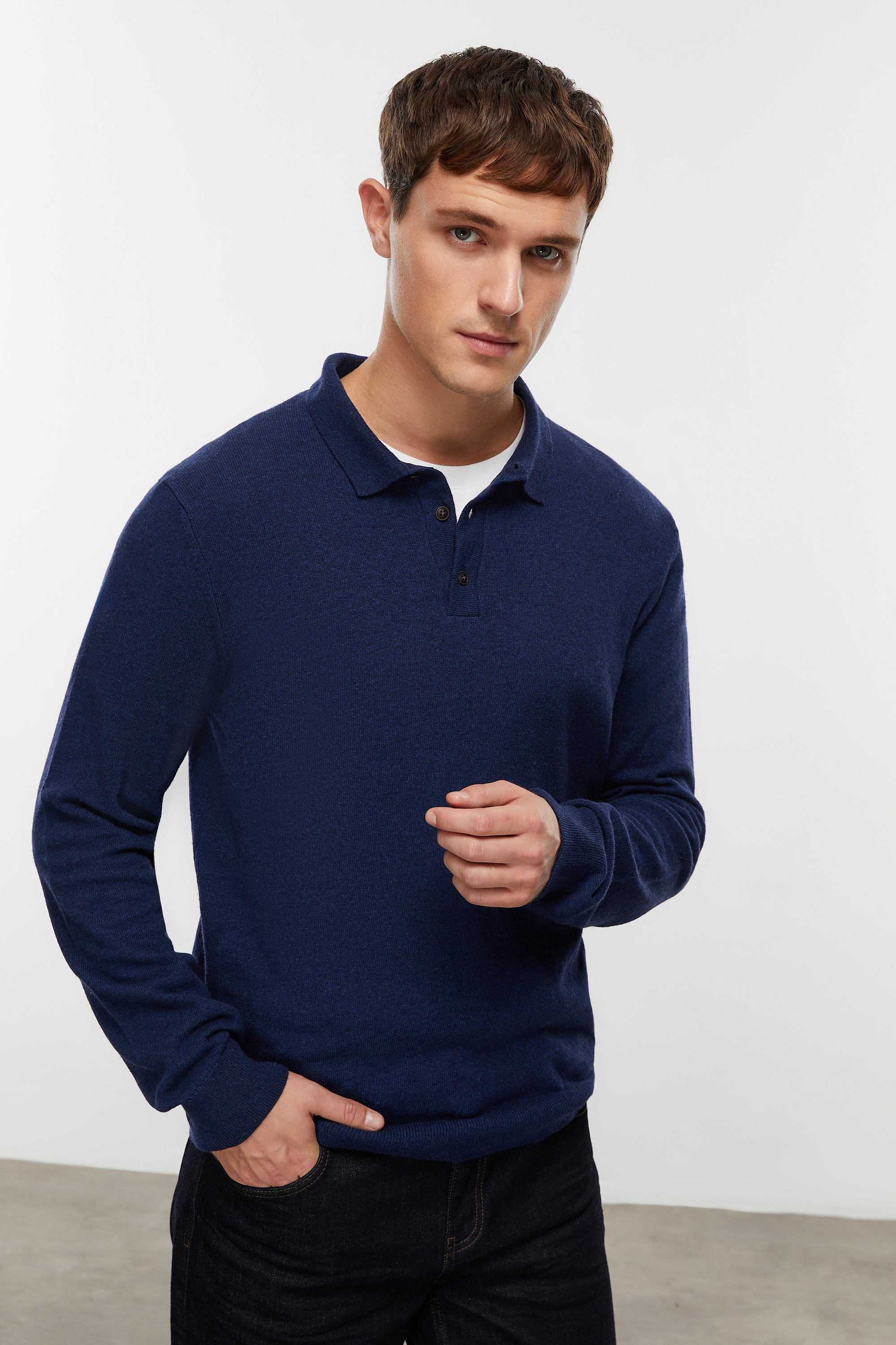 YÜN KARIŞIMLI POLO YAKA TRİKO KAZAK