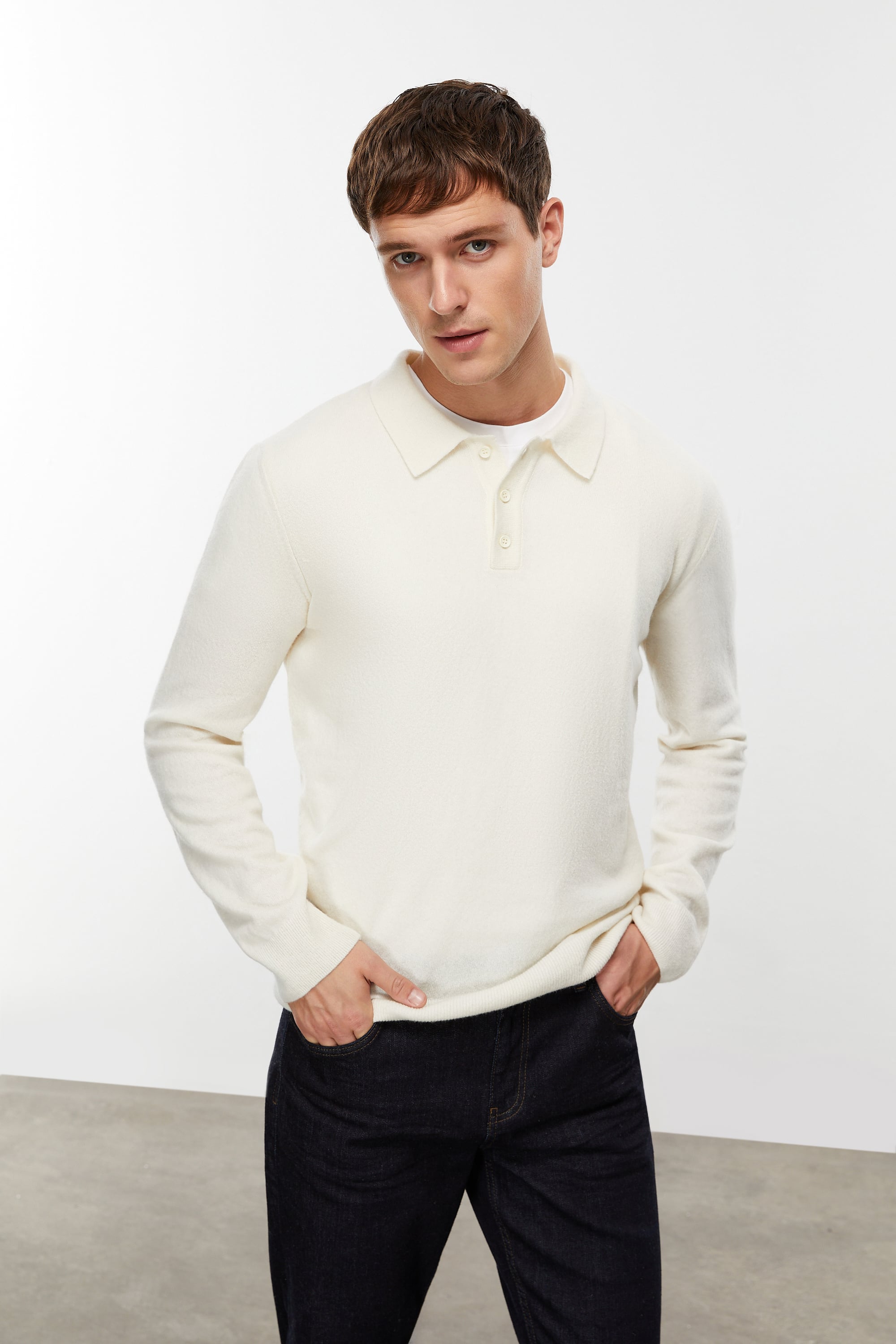 YÜN KARIŞIMLI POLO YAKA TRİKO KAZAK