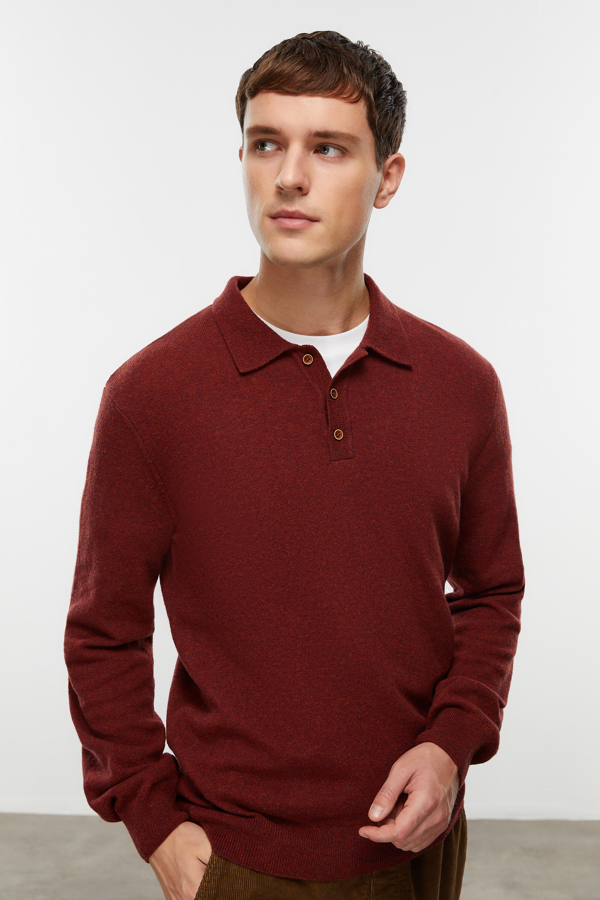 YÜN KARIŞIMLI POLO YAKA TRİKO KAZAK