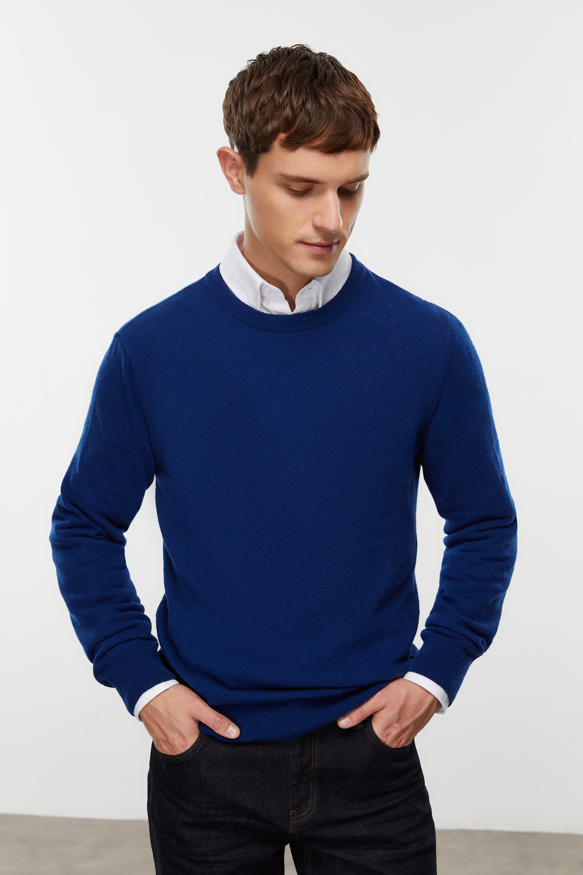 BİSİKLET YAKA YÜN KARIŞIMLI TRİKO KAZAK