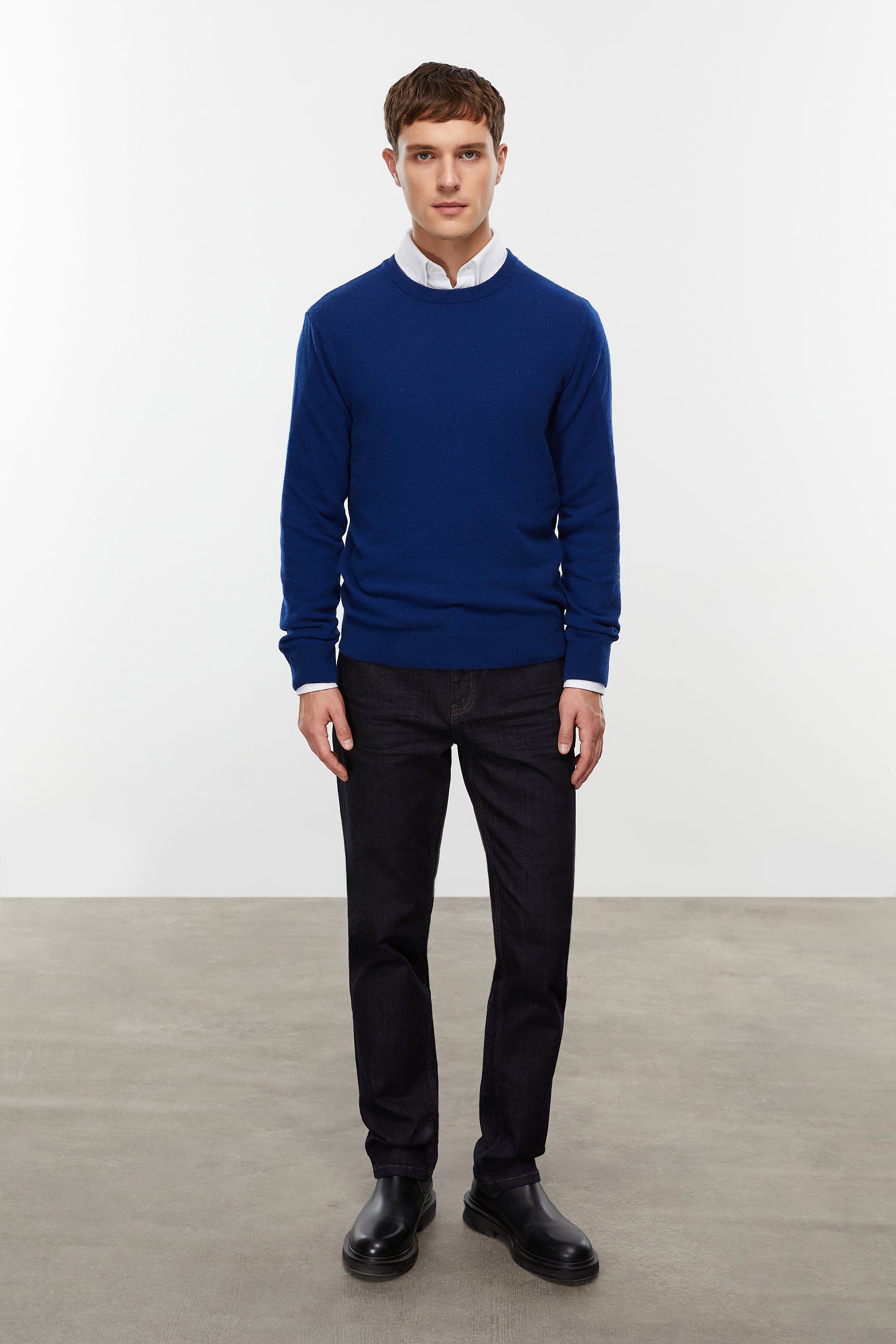 BİSİKLET YAKA YÜN KARIŞIMLI TRİKO KAZAK