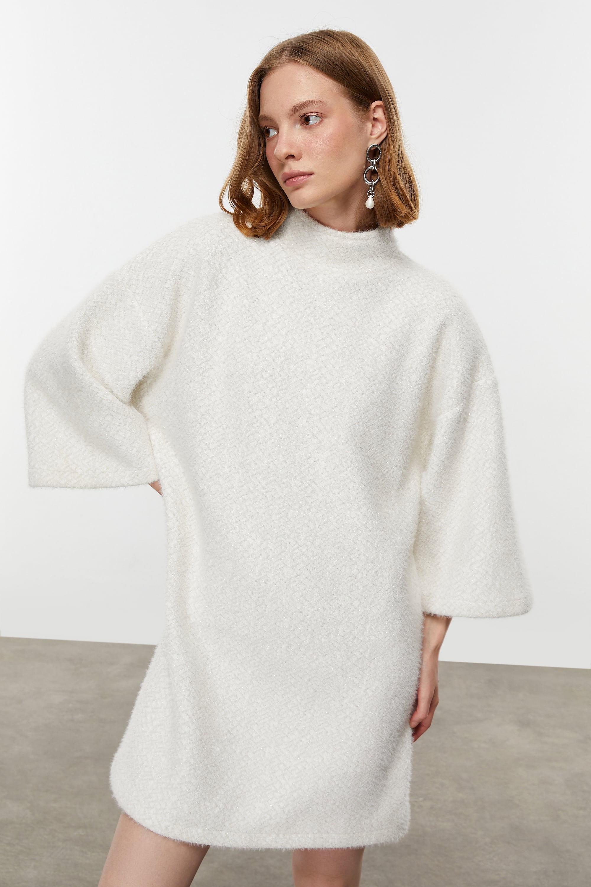 DOKULU A FORM MİNİ ELBİSE