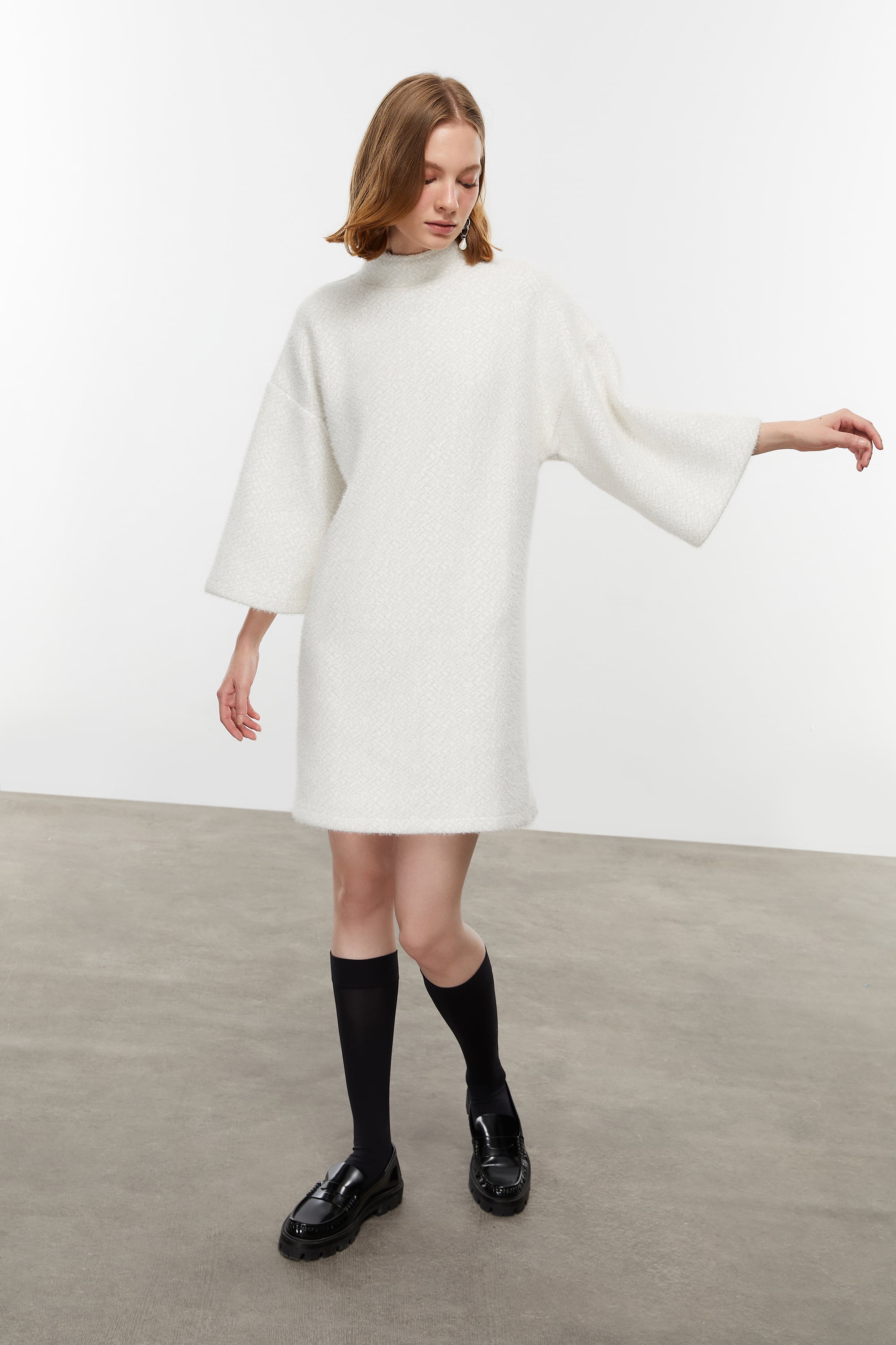 DOKULU A FORM MİNİ ELBİSE