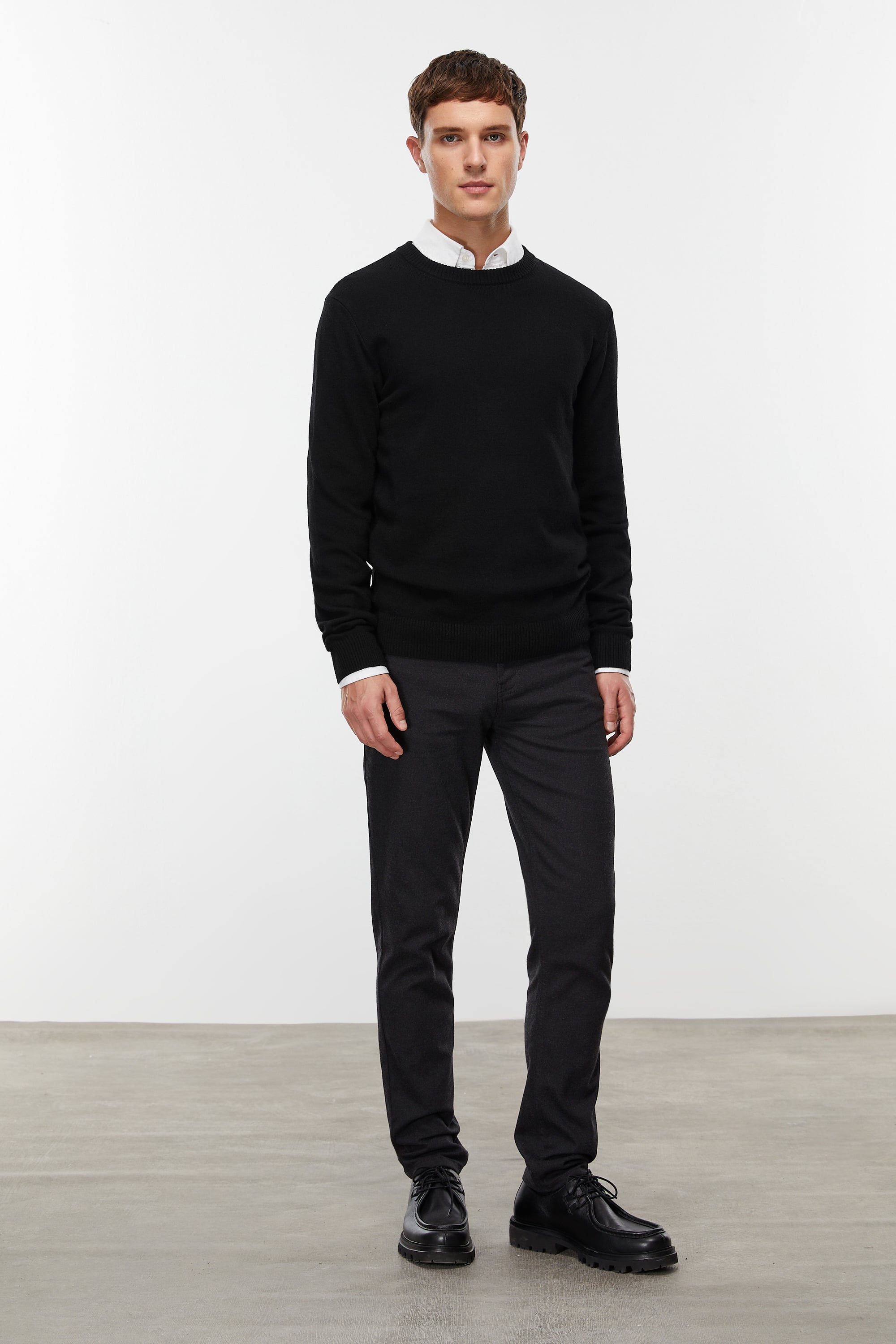 BİSİKLET YAKA YÜN KARIŞIMLI TRİKO KAZAK