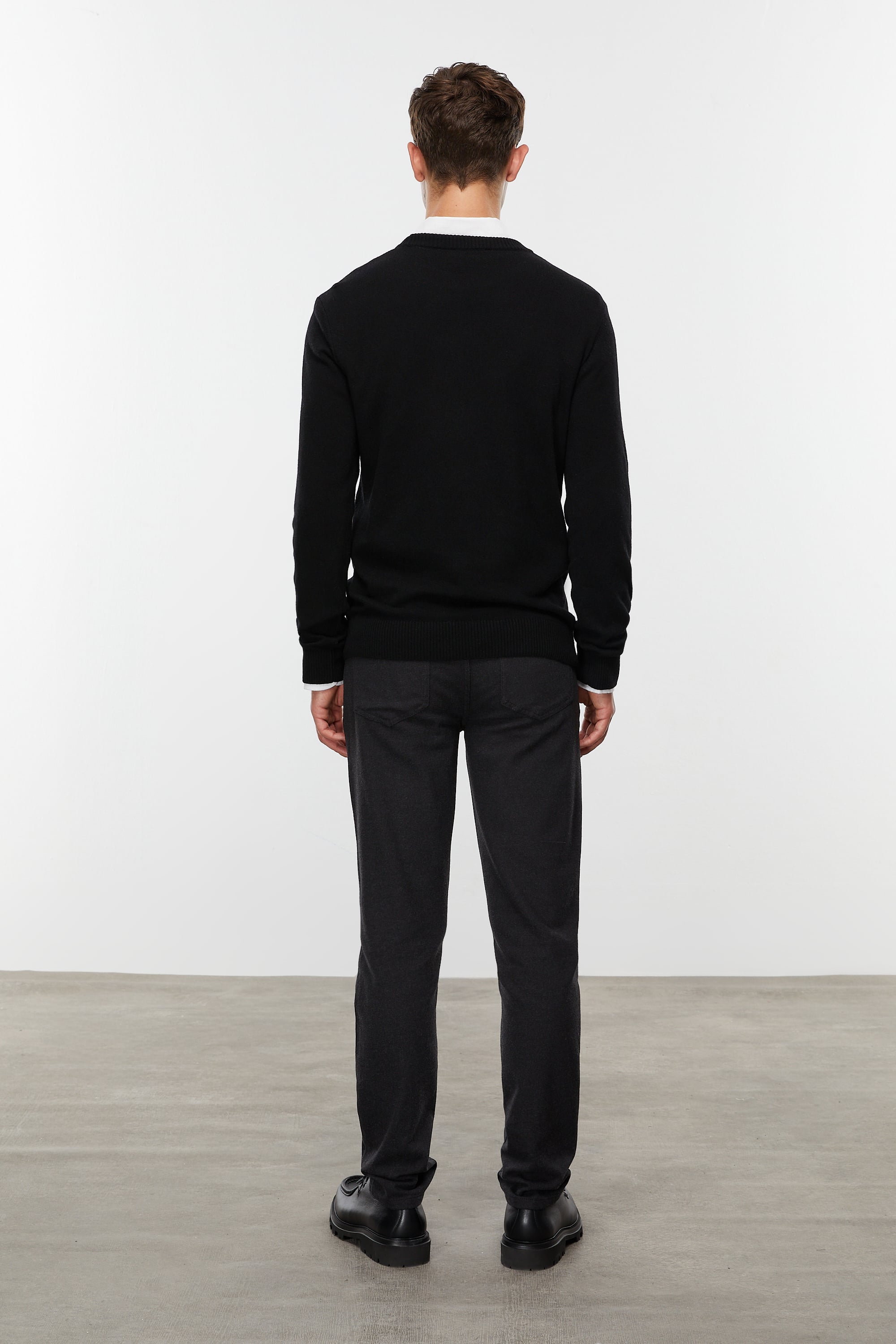 BİSİKLET YAKA YÜN KARIŞIMLI TRİKO KAZAK