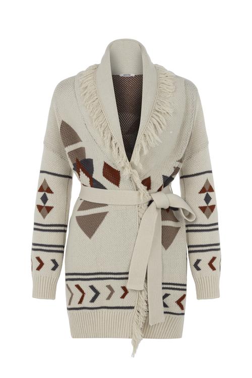  JAKARLI PÜSKÜL DETAYLI TRİKO HIRKA