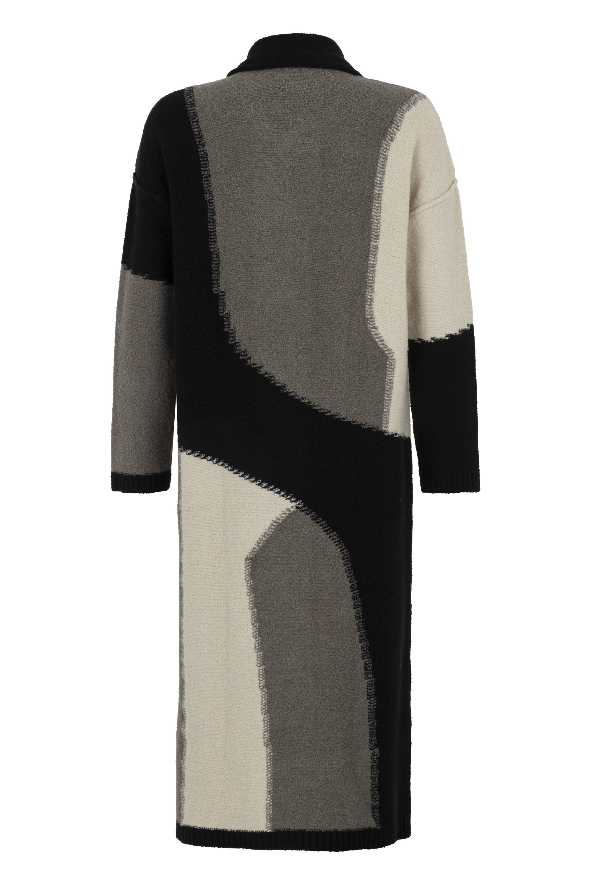 RENK BLOKLU UZUN TRİKO KABAN