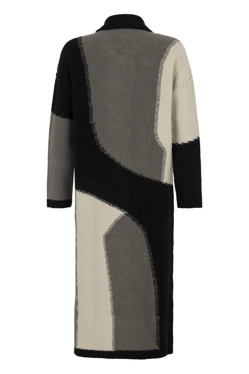  RENK BLOKLU UZUN TRİKO KABAN