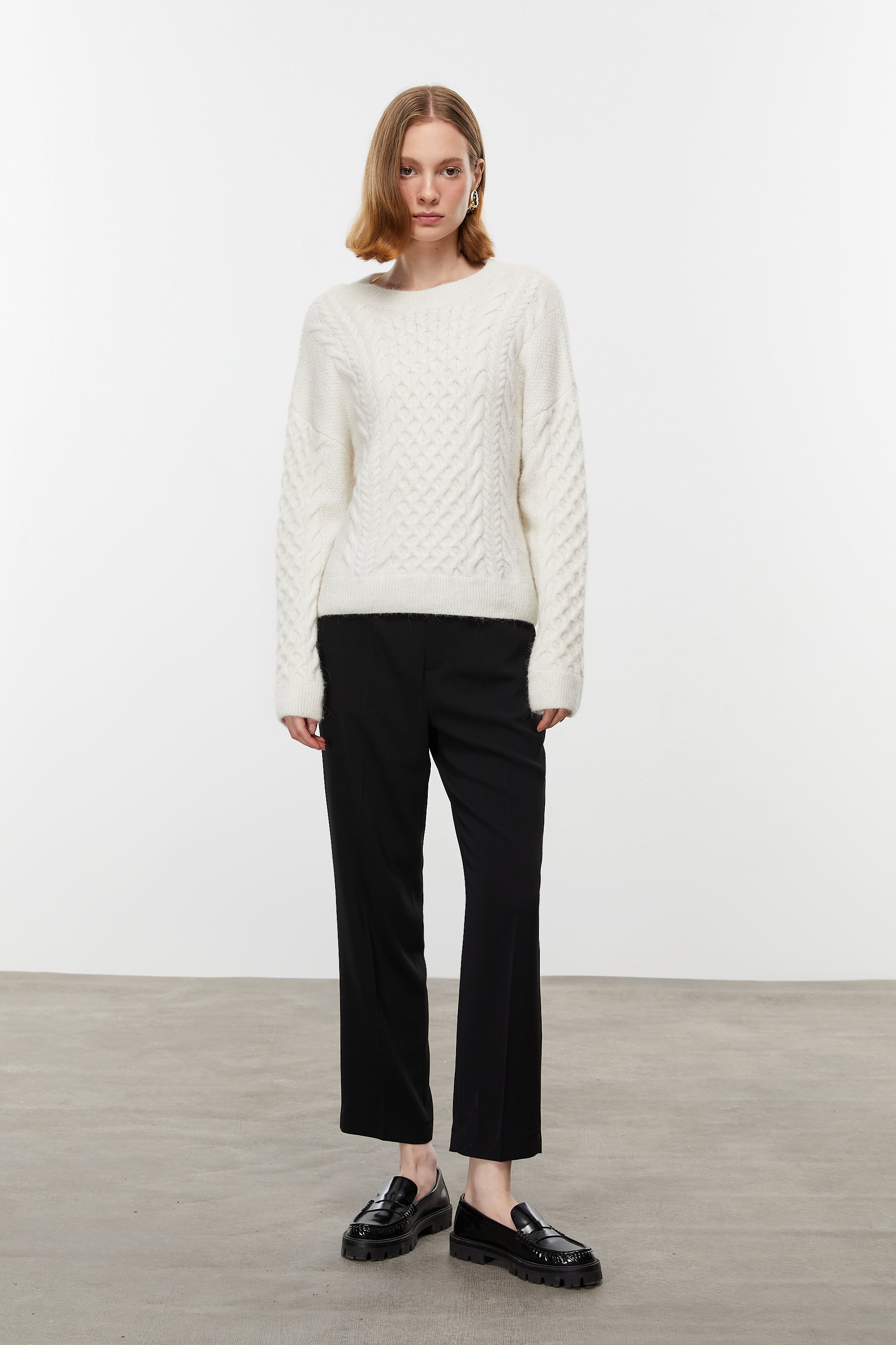 ALPAKA YÜN KARIŞIMLI BİSİKLET YAKA TRİKO KAZAK