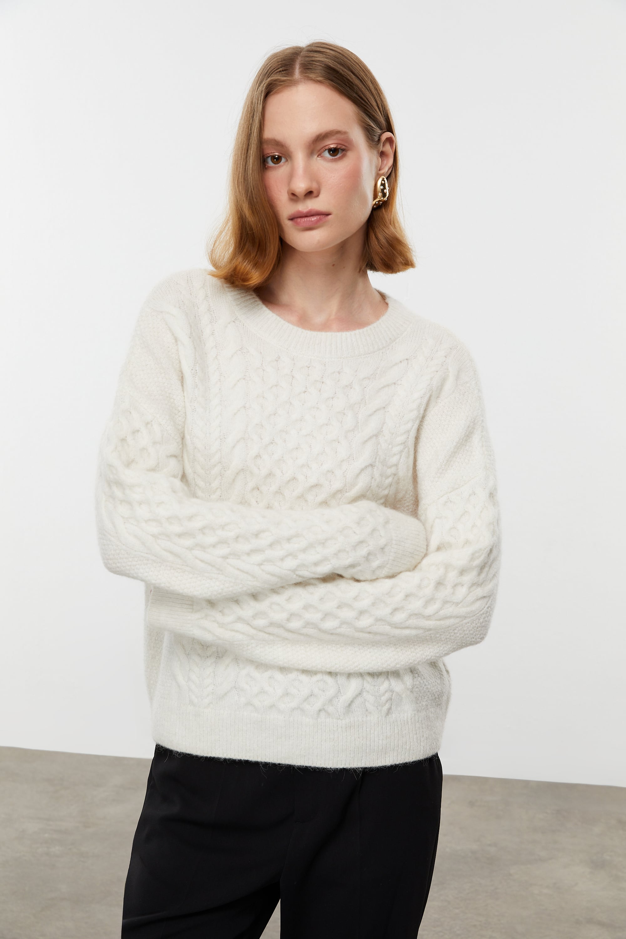 ALPAKA YÜN KARIŞIMLI BİSİKLET YAKA TRİKO KAZAK