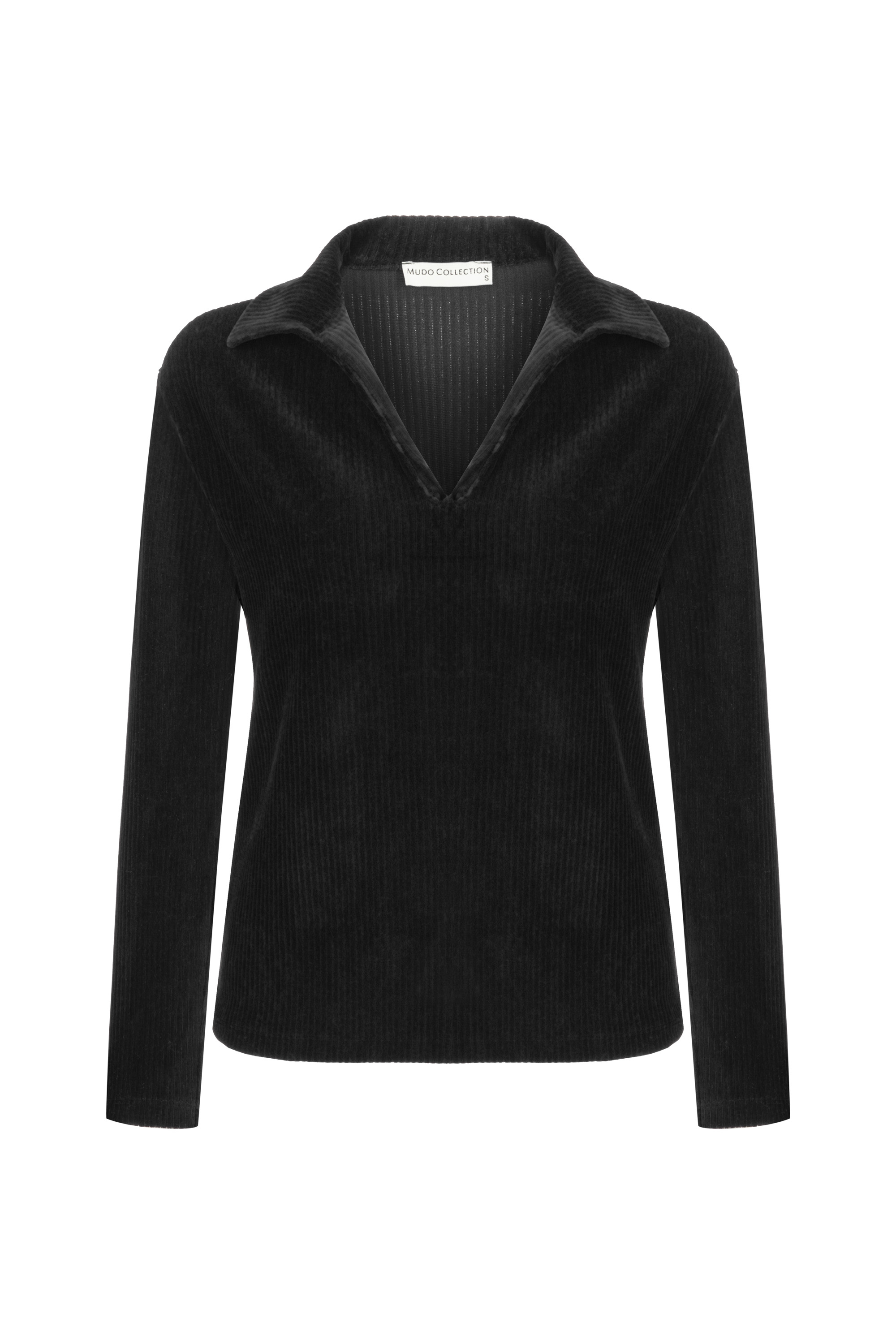 KADİFE DOKULU POLO YAKA SWEATSHIRT