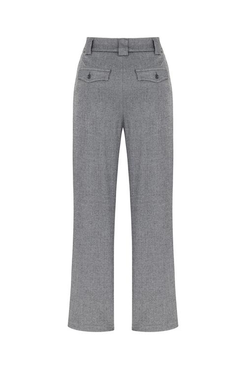  BALIKSIRTI DESENLİ WIDE LEG KLASİK PANTOLON