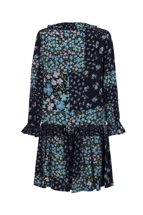  ÇİÇEK DESENLİ A FORM MİNİ KLOŞ ELBİSE