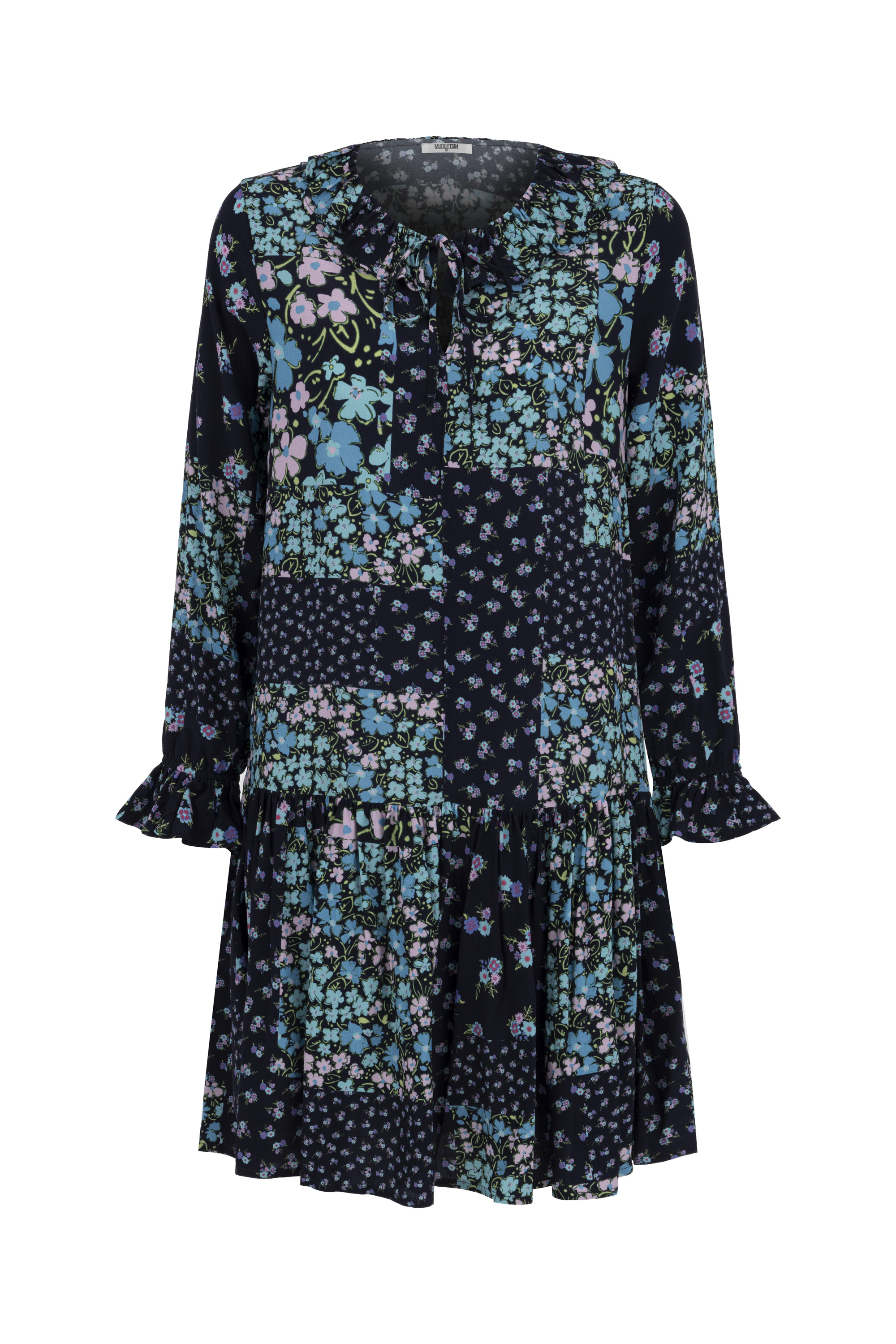 ÇİÇEK DESENLİ A FORM MİNİ KLOŞ ELBİSE