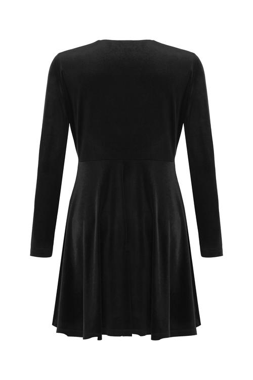  KADİFE DOKULU MİNİ KLOŞ ELBİSE