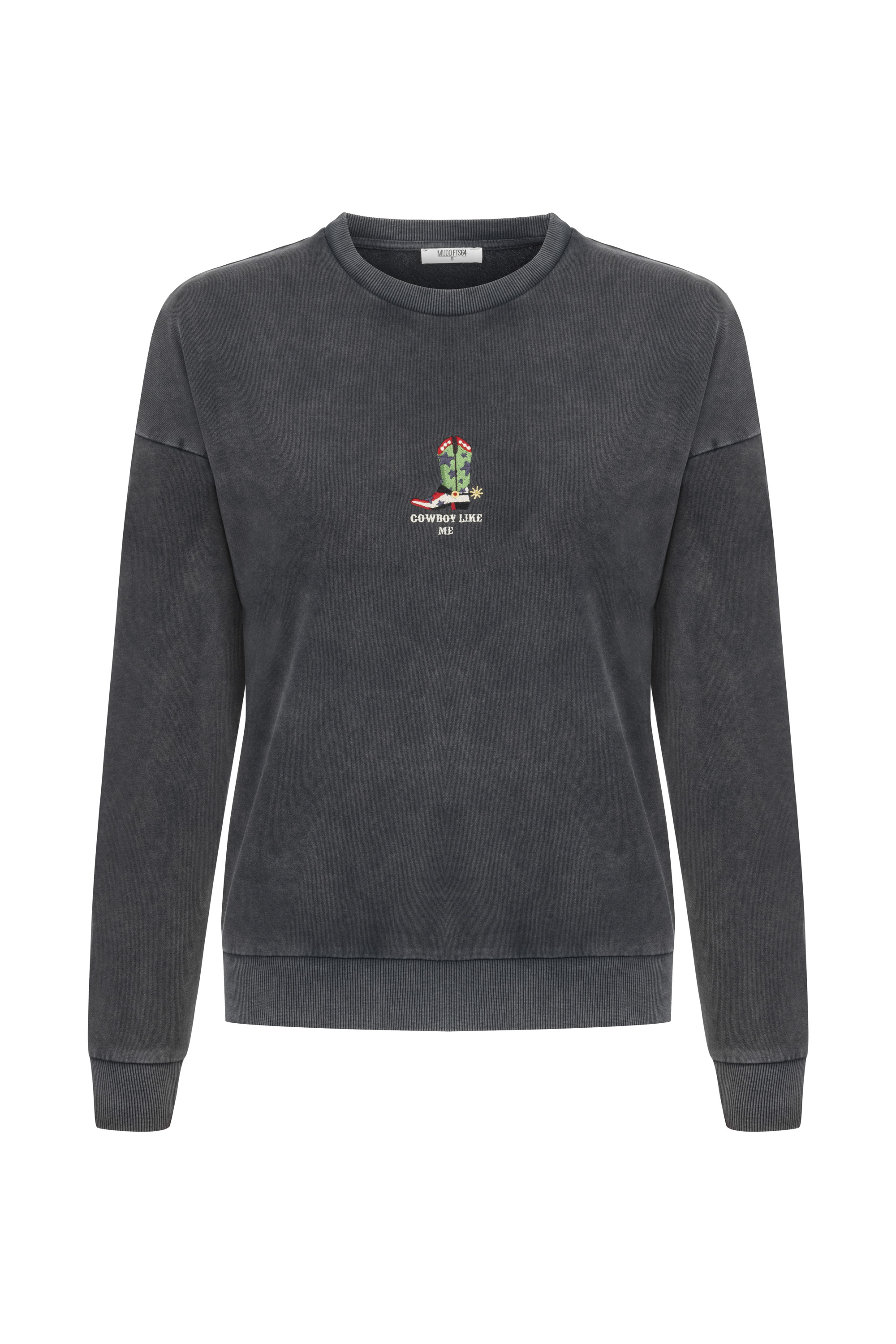 NAKIŞLI BİSİKLET YAKA SWEATSHIRT