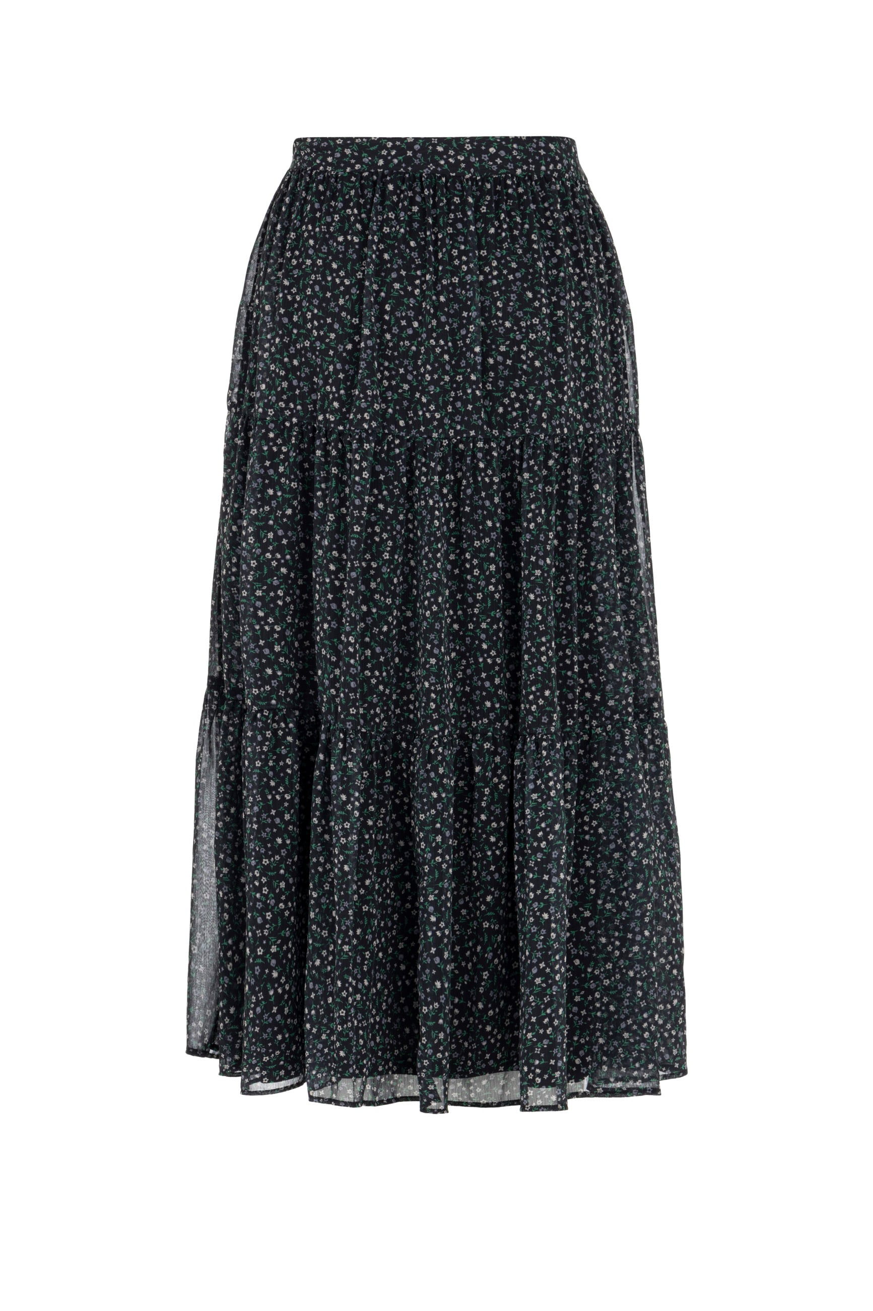 ÇİÇEK DESENLİ MİDİ PEPLUM ETEK