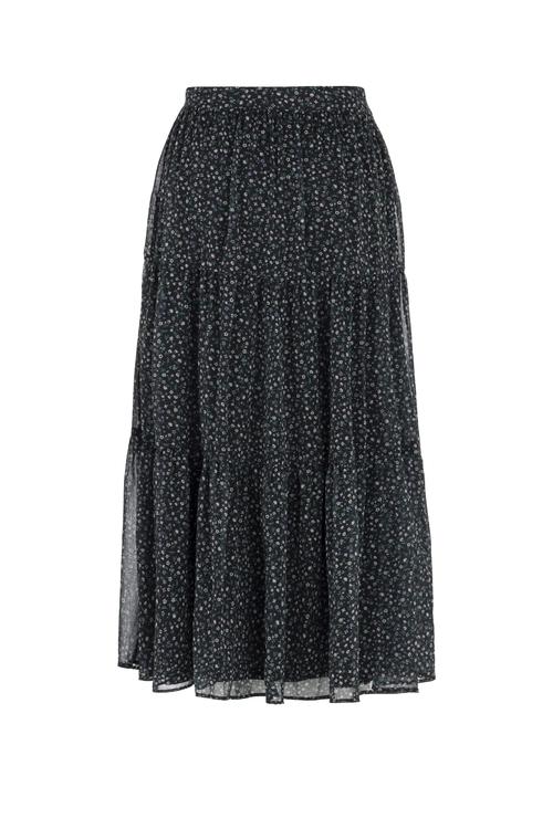  ÇİÇEK DESENLİ MİDİ PEPLUM ETEK