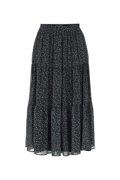  ÇİÇEK DESENLİ MİDİ PEPLUM ETEK