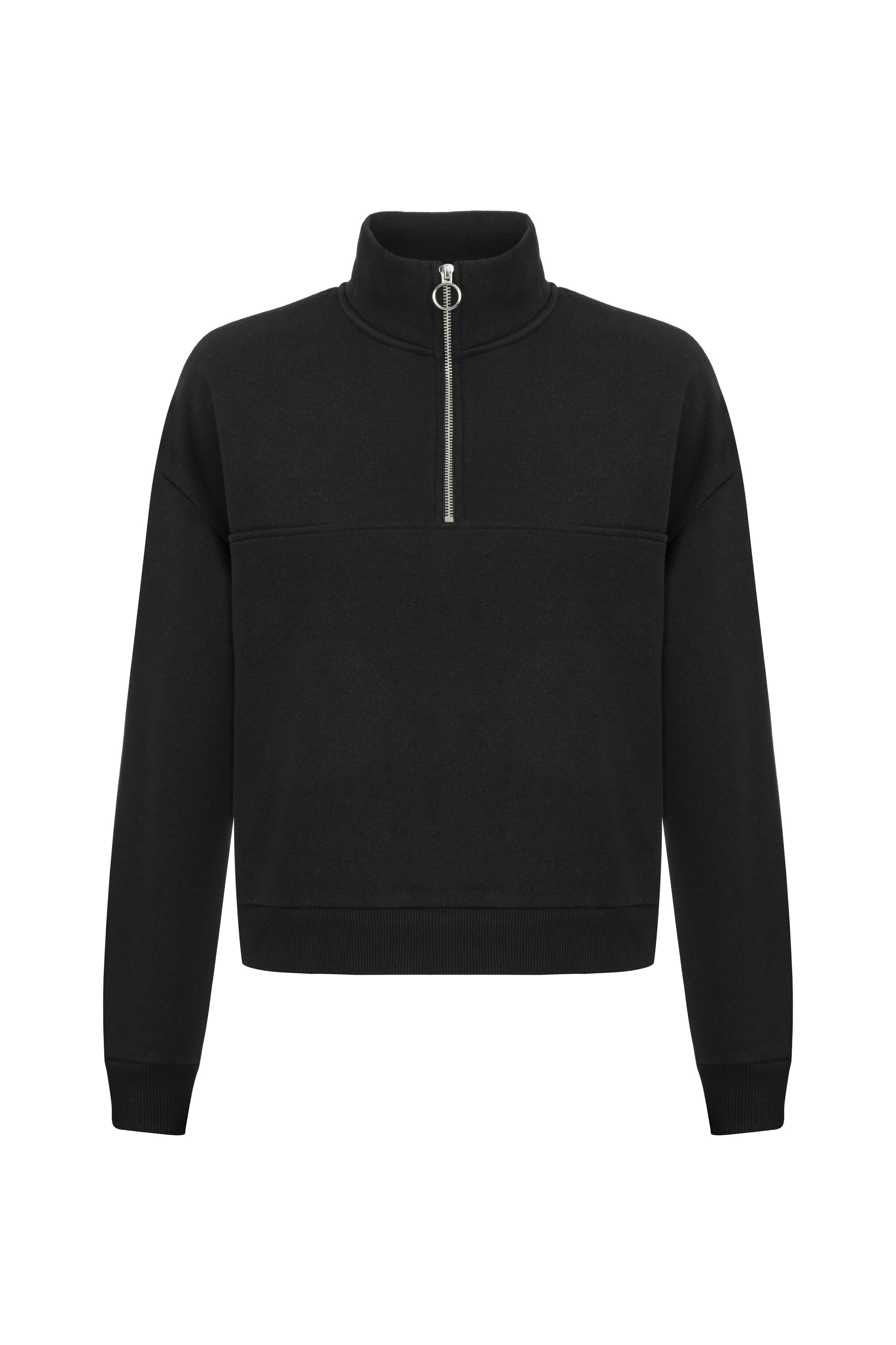 DİK YAKA FERMUARLI SWEATSHIRT