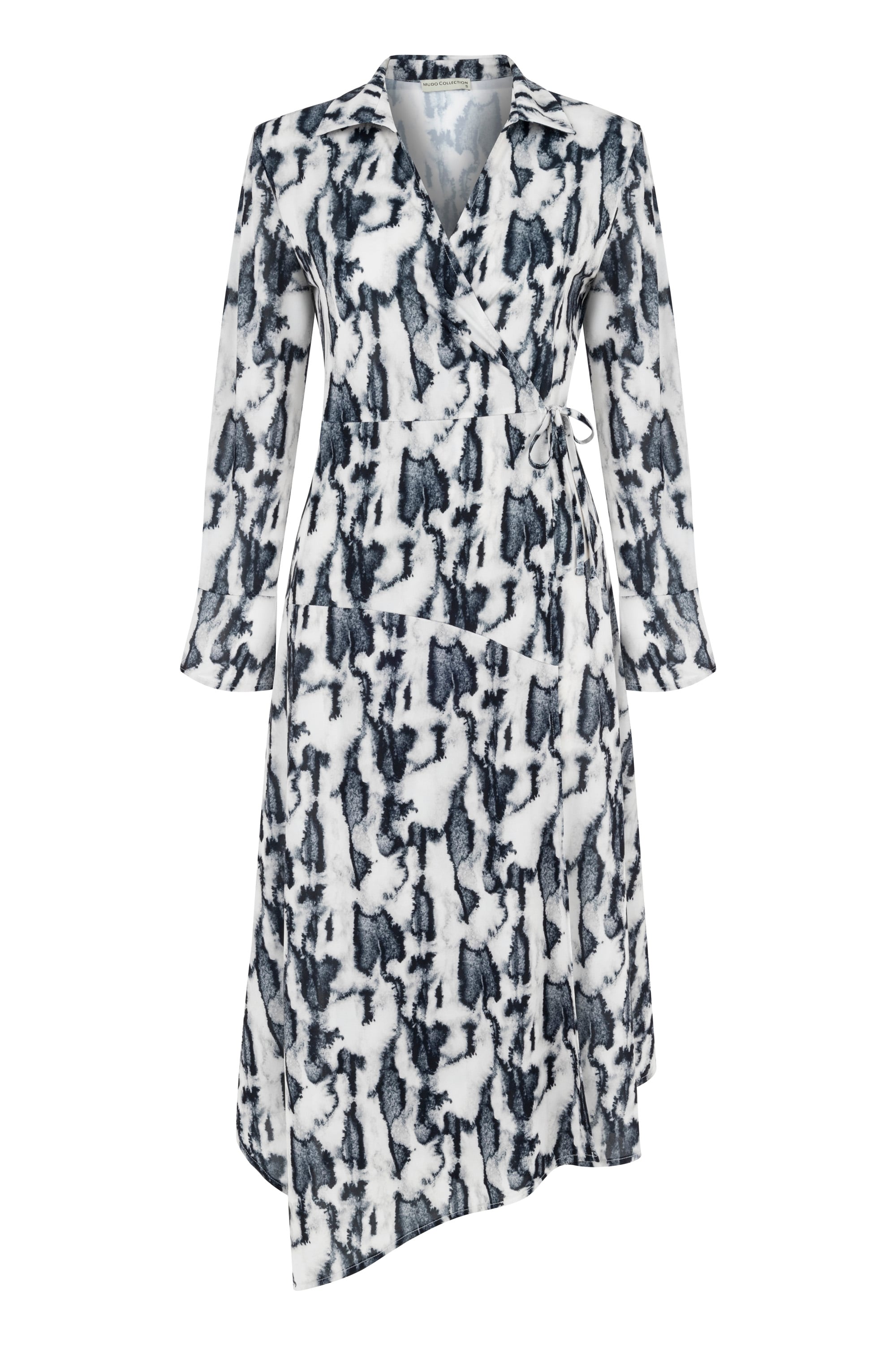 DESENLİ MİDİ ASİMETRİK ELBİSE