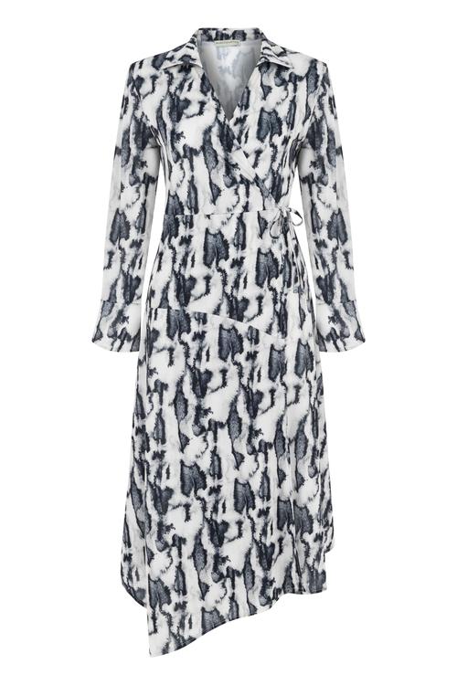  DESENLİ MİDİ ASİMETRİK ELBİSE