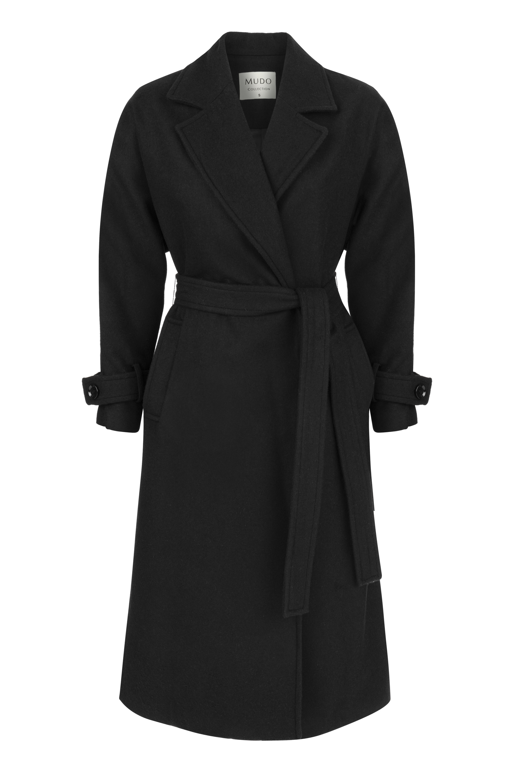 YÜN KARIŞIMLI KUŞAKLI KAŞE PALTO