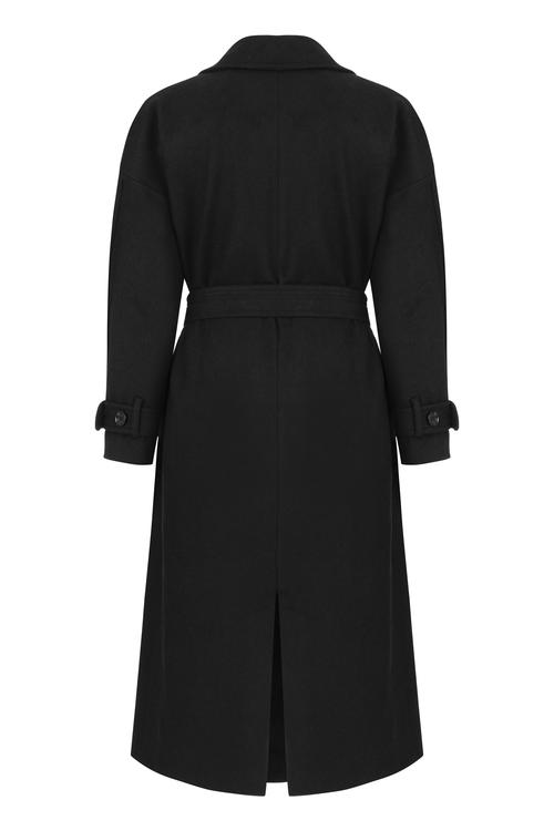  YÜN KARIŞIMLI KUŞAKLI KAŞE PALTO