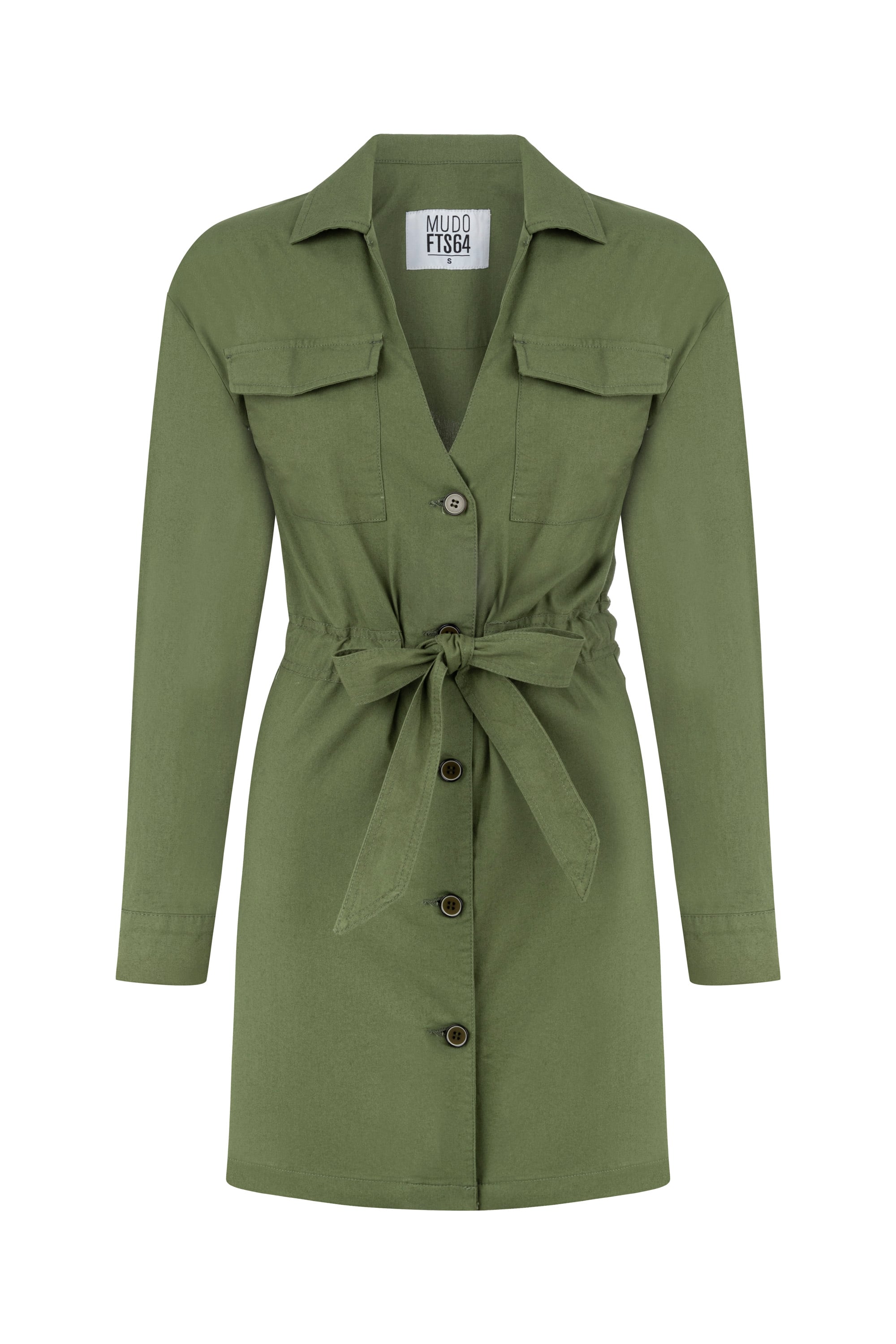 BAĞLAMA DETAYLI MİNİ GÖMLEK ELBİSE