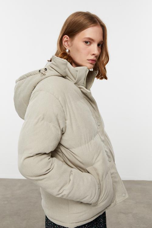  KADİFE DOKULU ÇIKARILABİLİR KAPÜŞONLU MONT