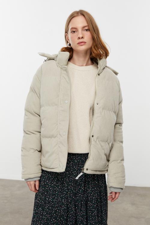  KADİFE DOKULU ÇIKARILABİLİR KAPÜŞONLU MONT