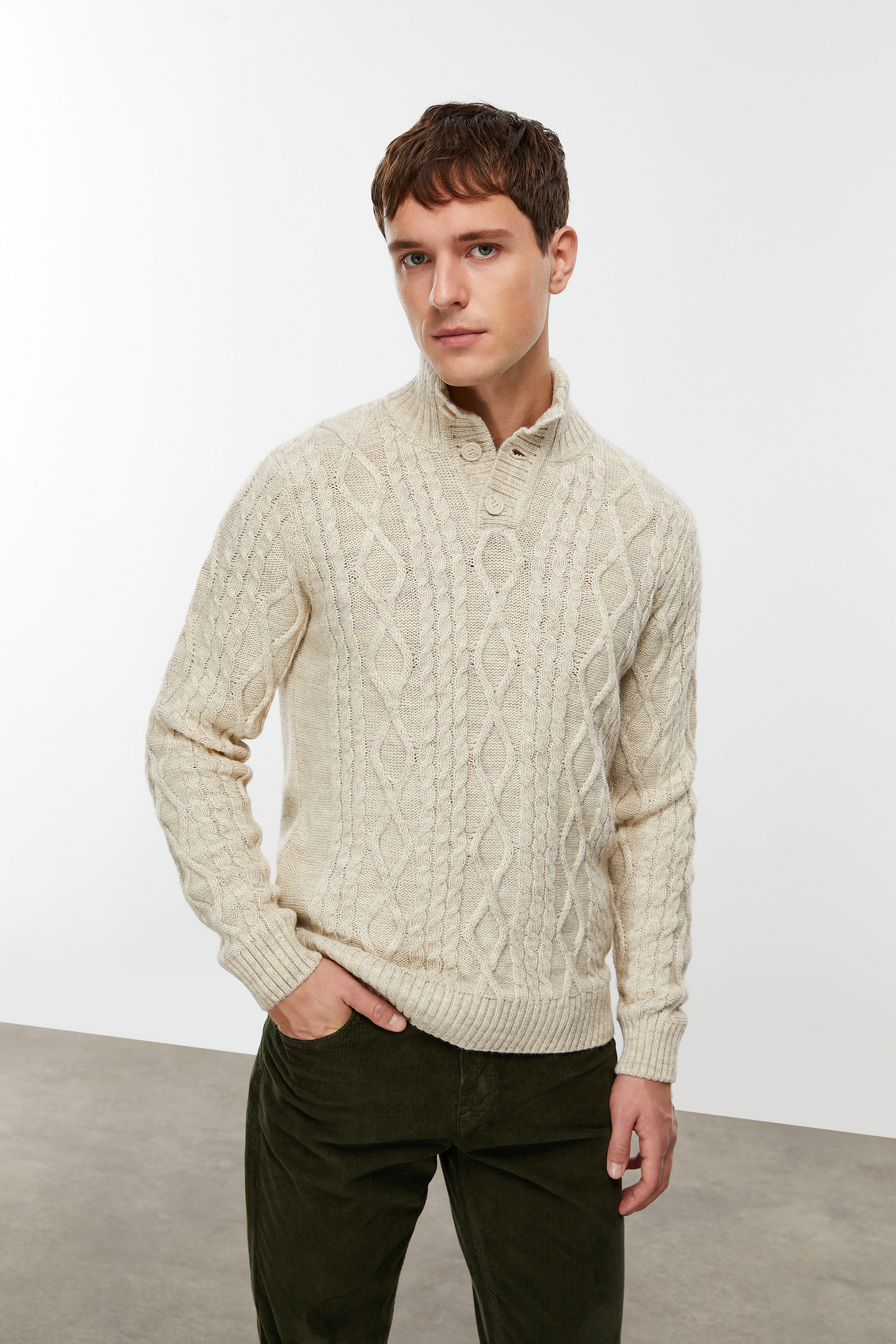 YÜN KARIŞIMLI SAÇ ÖRGÜLÜ TRİKO KAZAK