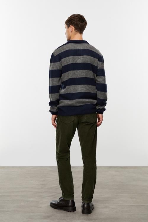  POLO YAKA ÇİZGİLİ TRİKO KAZAK