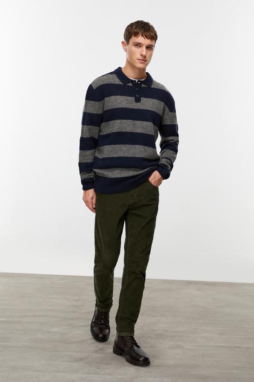  POLO YAKA ÇİZGİLİ TRİKO KAZAK