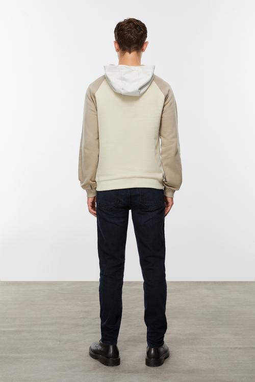 RENK BLOKLU KAPÜŞONLU SWEATSHIRT