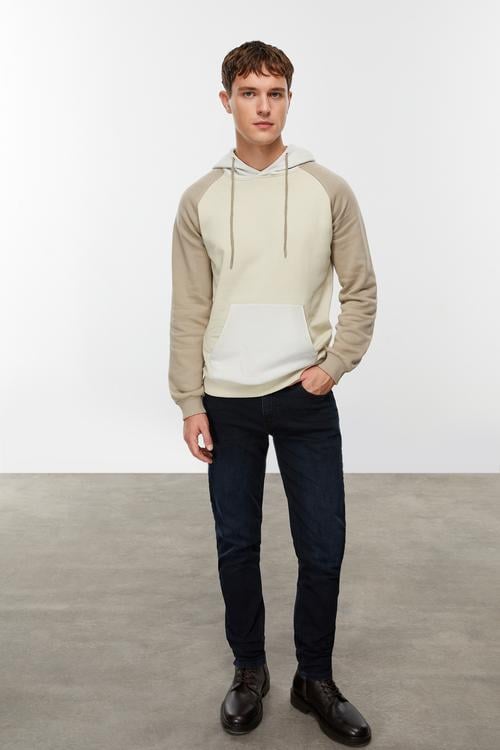  RENK BLOKLU KAPÜŞONLU SWEATSHIRT