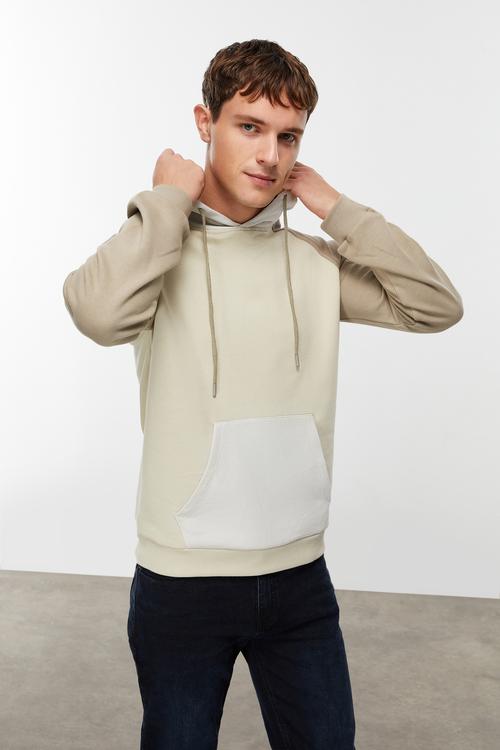  RENK BLOKLU KAPÜŞONLU SWEATSHIRT
