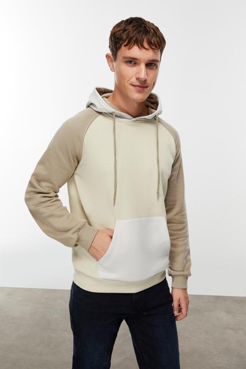  RENK BLOKLU KAPÜŞONLU SWEATSHIRT