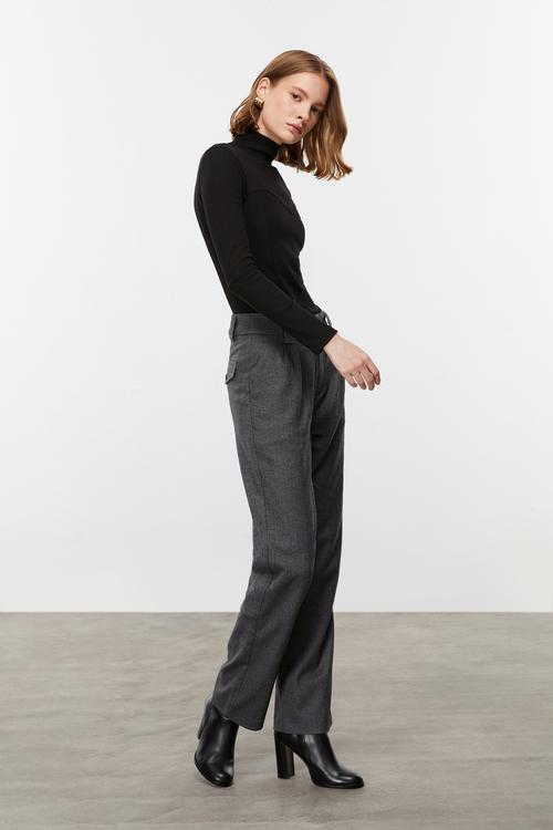  BALIKSIRTI DESENLİ WIDE LEG KLASİK PANTOLON