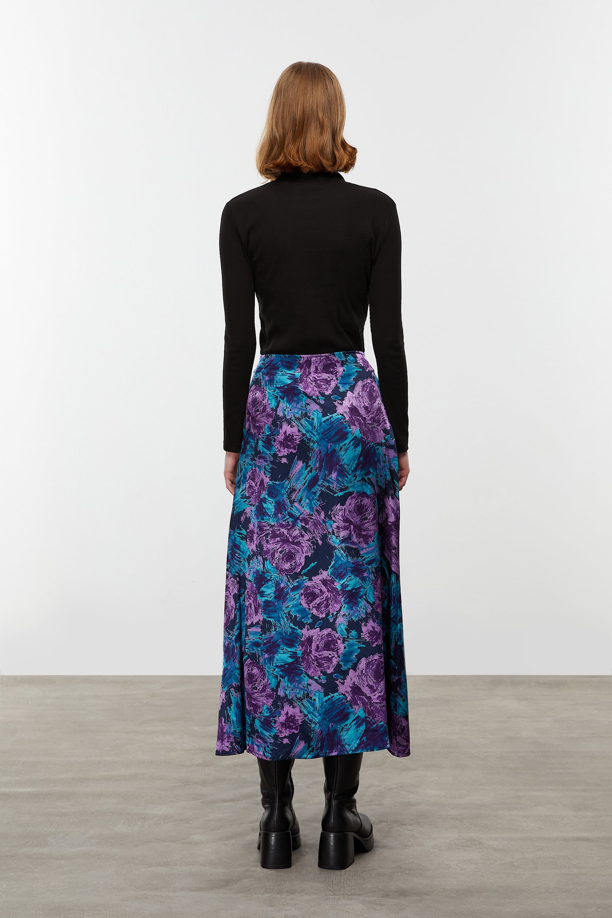 ÇİÇEK DESENLİ MİDİ ETEK