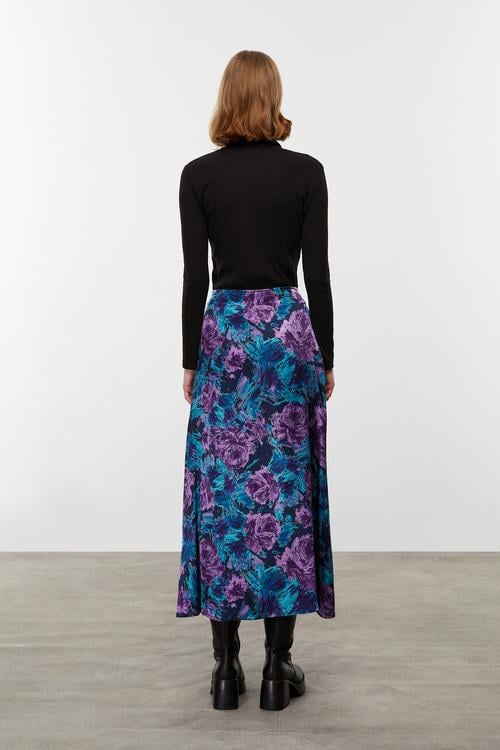  ÇİÇEK DESENLİ MİDİ ETEK